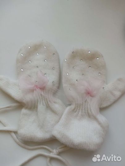 Комплект шапка варежки