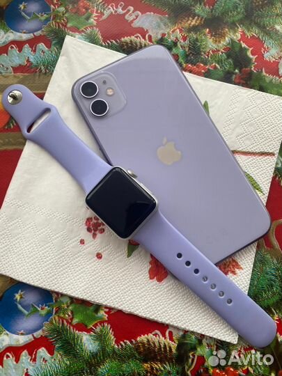 Телефон Apple 11 и Apple Watches ch 3 38 mm