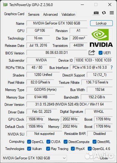 Видеокарта Palit GeForce GTX 1060 Dual 6GB