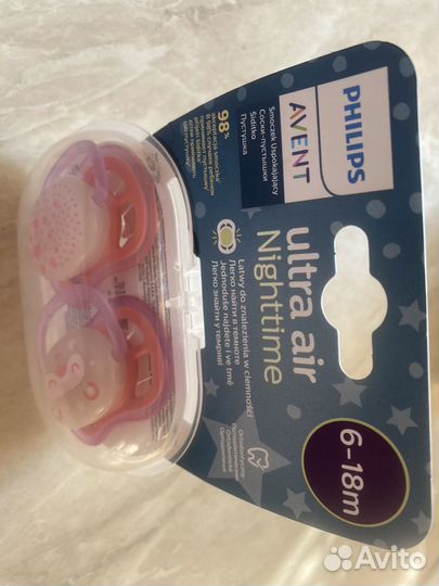 Соска пустышка avent 6 18 светящаяся