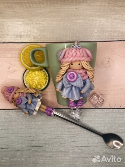 Кружка с декором +ложка