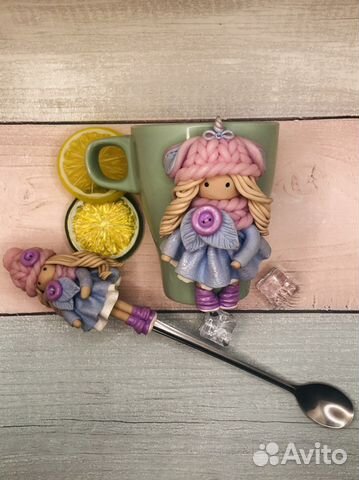 Кружка с декором +ложка