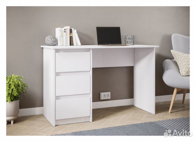 Стол письменный с ящиками Белый