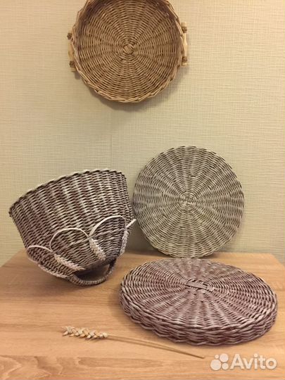 Хлебница с подносом плетёная