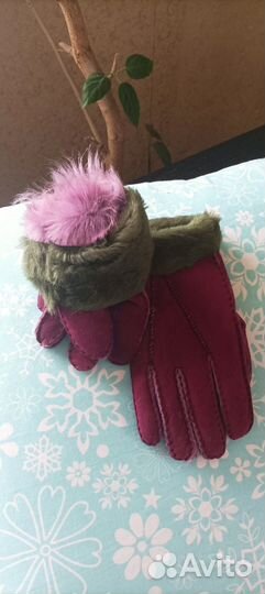 Перчатки замшевые натуральный мех