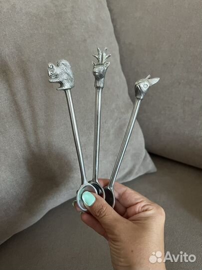 Детская посуда hm мишка, ложки-животные hm