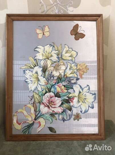 Картина аппликация, вышивка