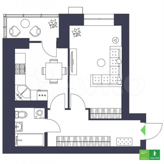 1-к. квартира, 39,7 м², 1/9 эт.