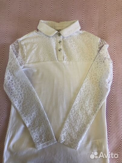 Блузка школьная для девочки 140-146 Button Blue