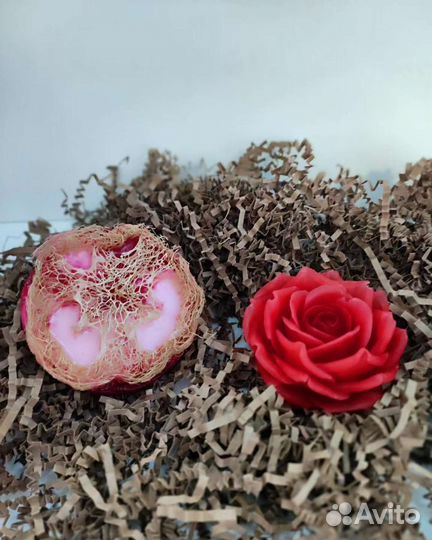 Мыло с люфой + мыло роза