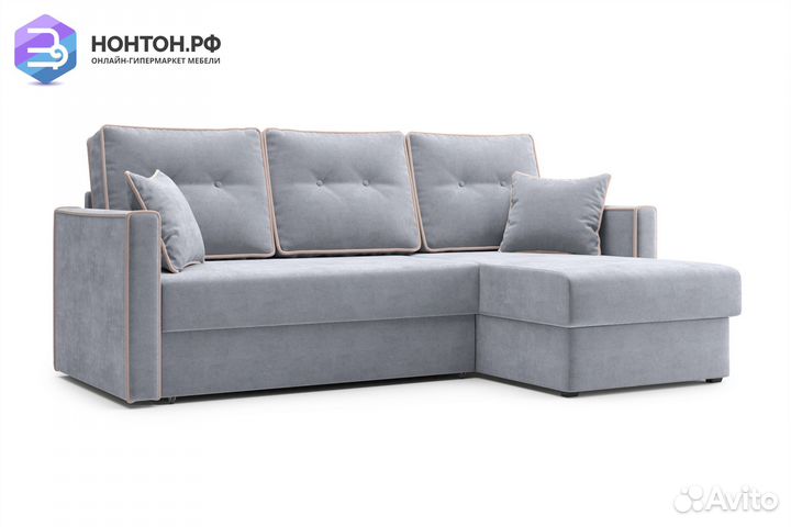 Диван угловой дельфин Леон серый