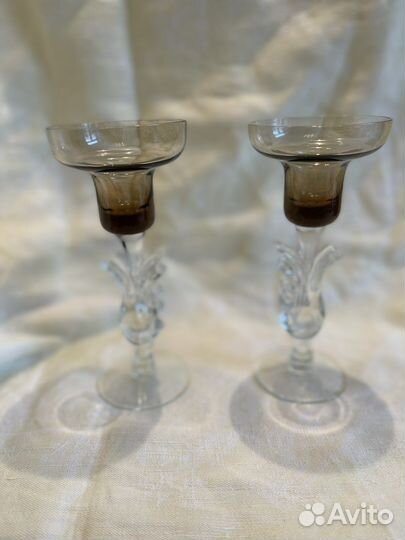 Подсвечники гусь хрустальный