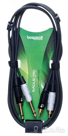 Кабель межблочный 2Jack-2RCA Bespeco EAY2JR300 3 m