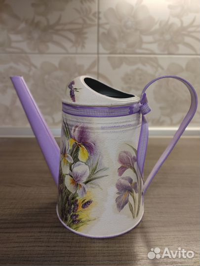 Лейка Икеа,декупаж Ирисы,новая