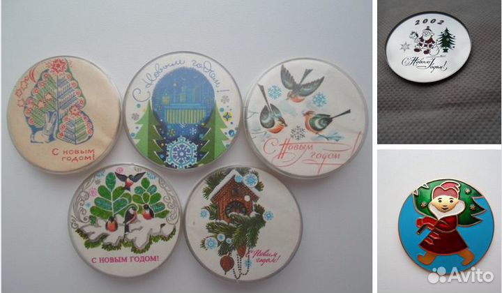 Детский значок знак СССР С Новым годом дед мороз