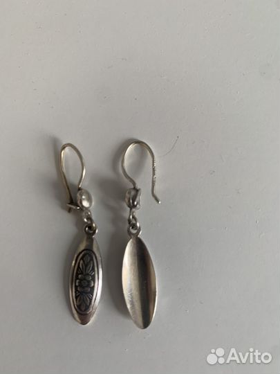 Серебряные серьги СССР 875 пробы чернение