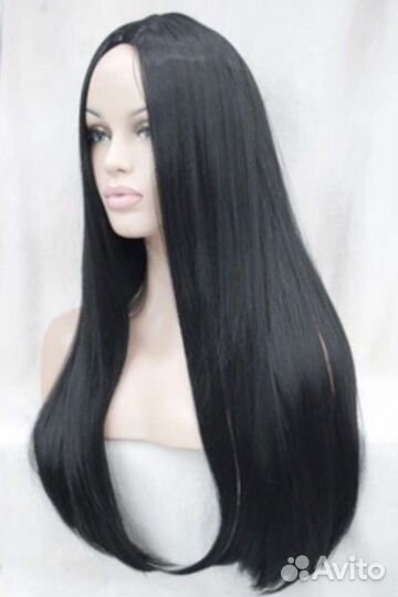 Парик длинный прямой без челки черный