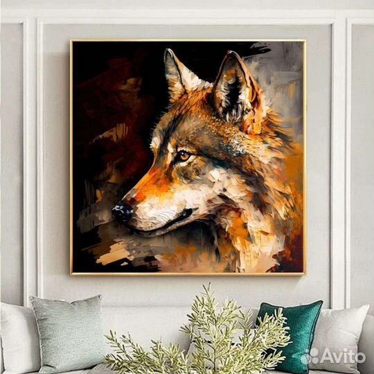 Волк картина маслом на стену музейное качество