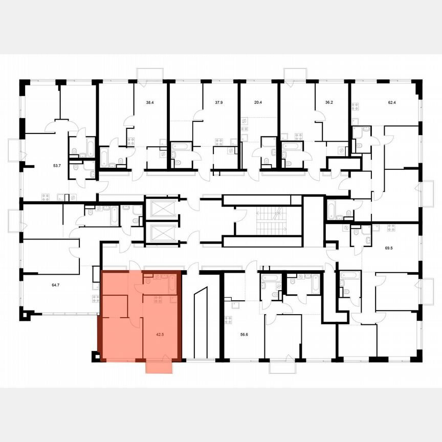 1-к. квартира, 42,5 м², 14/16 эт.