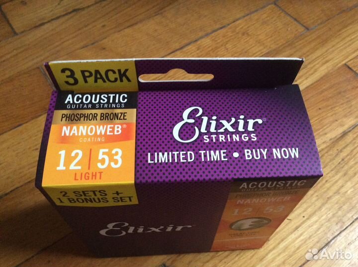 Струны Elixir Акустик nanoweb phoshor bronze 12-53