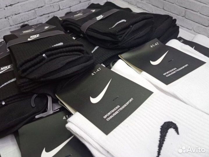 Белые чёрные носки Nike хлопок