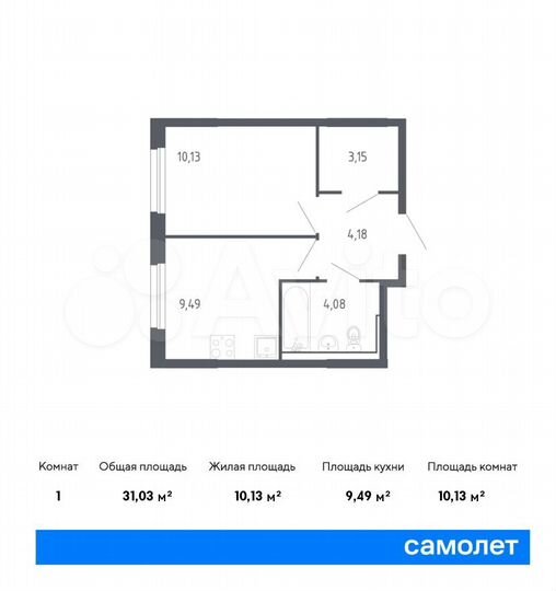 1-к. квартира, 31 м², 17/17 эт.