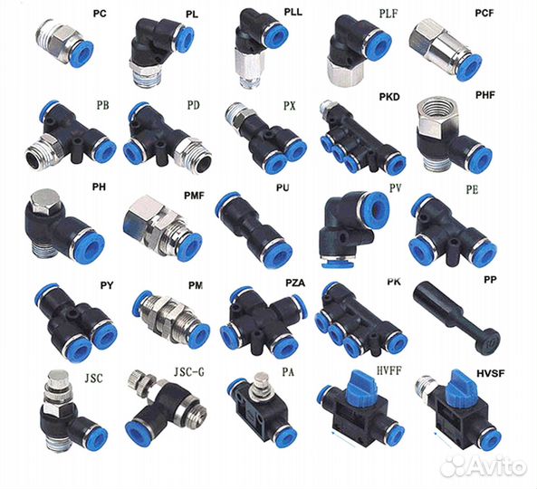 Пневматические. Пневмо фитинги наличие ассортимент