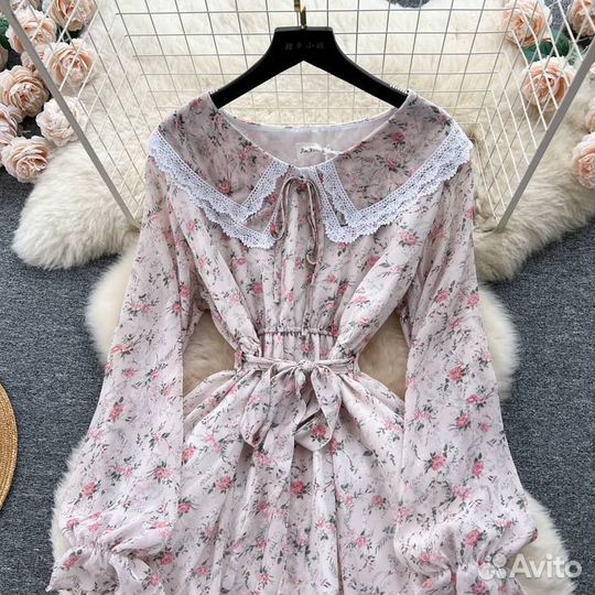 Длинное шифоновое платье с цветочным принтом