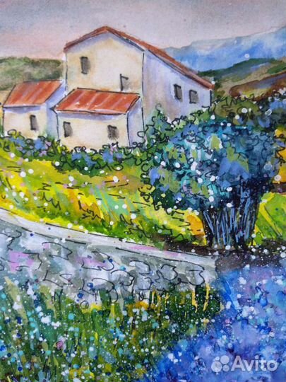 Акварельные картины. Прованс. Лаванда