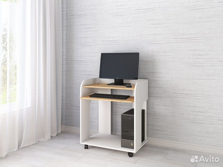 Стол компьютерный Грета-10 тэкс белый/дуб крафт зо