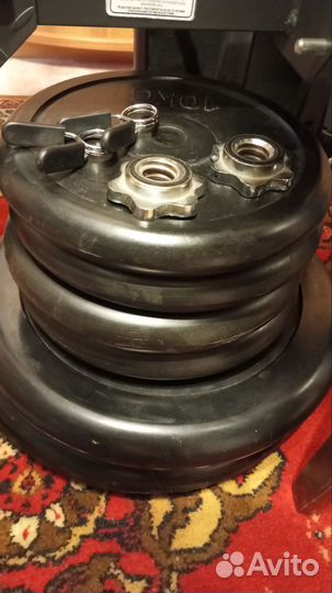 Гриф штанги и блины с замками