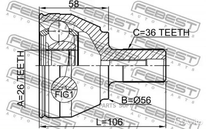 Febest 2110-CB4TD ШРУС наружный 26x56x36 ford focu
