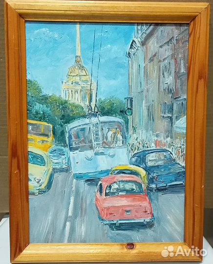 Картина маслом Ленинградский пейзаж 21х30 см