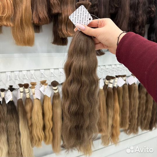 Волосы для наращивания рыже-русые, кудри