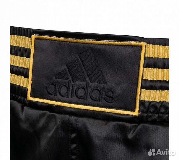 Шорты для тайского бокса Adidas Satin черно-золоты