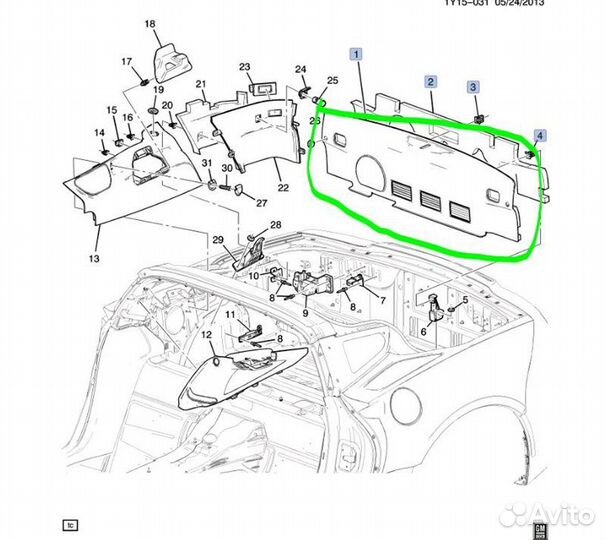 Обшивка багажника Chevrolet Corvette С7 LT1 2014