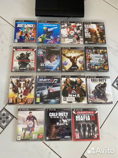 Игровая приставка ps3 super slim+16игр