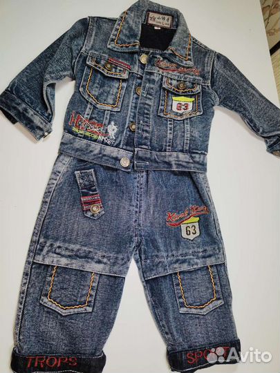Джинсовый костюм для мальчика размер 80-86