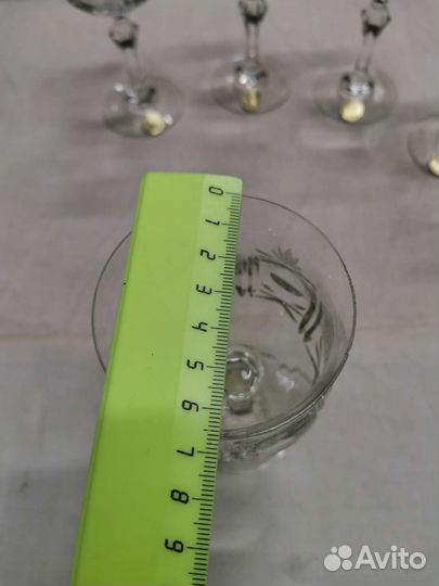 Бокалы фужеры хрустальные Югославия 5 штук (Ч)