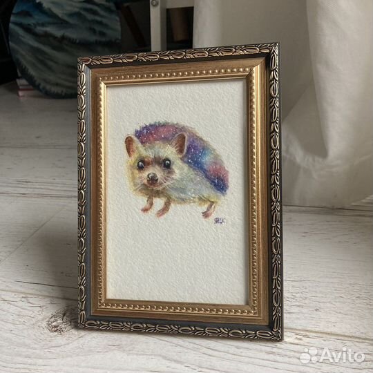 Картина акварель ежик