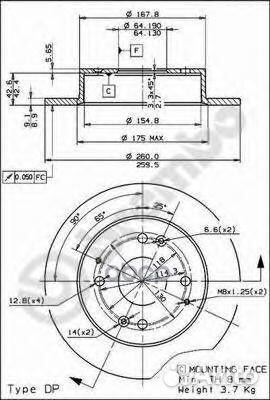 Диск тормозной UV Coated зад 08580321 Brembo