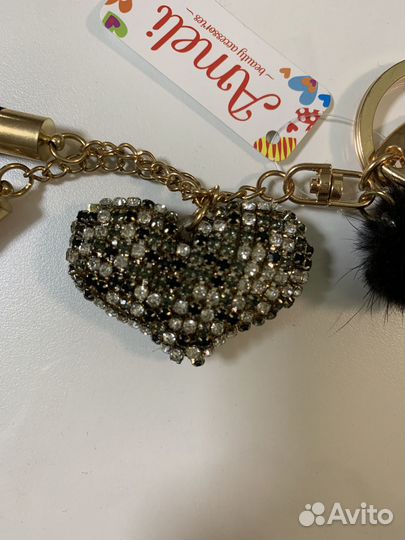 Брелок «Сердце» со стразами, новый