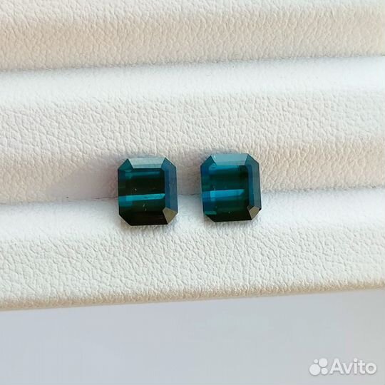 Пара синих ограненных турмалинов индиголит 2 ct