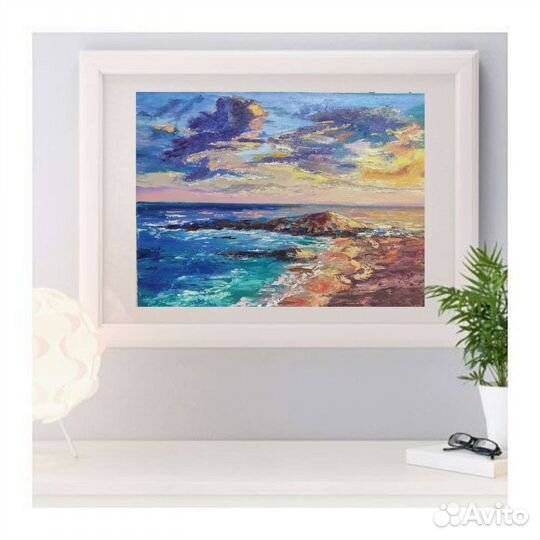 Картина маслом Закат на море