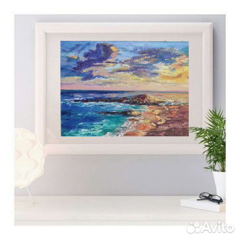 Картина маслом Закат на море