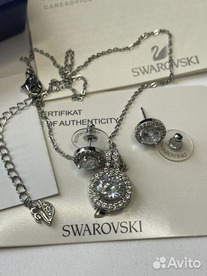 Кулон серьги пусеты Swarovski комплект новый