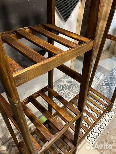 Вешалка стеллаж напольная, деревянная