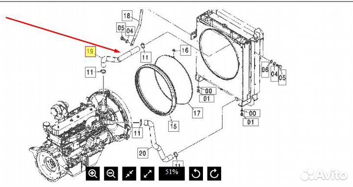 Патрубок Hitachi ZX200-3 Isuzu 4HK1 3104767