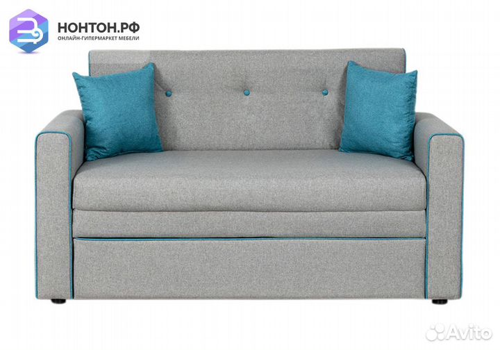 Диван выкатной Найс светло-серый / бирюзовый