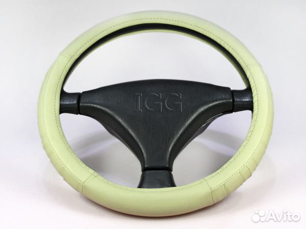 Оплетка для руля Складка M(37-38см) экокожа беж